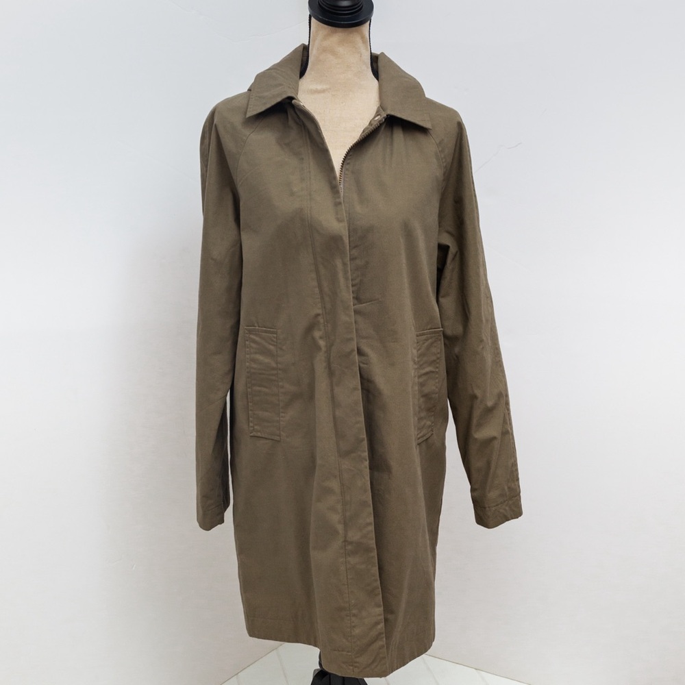 Olive rain jacket water resistant trench coat olive Kathy Ireland M - Picture 3 of 16